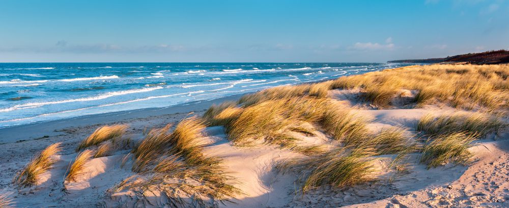 Duinlandschap met harde wind van zee